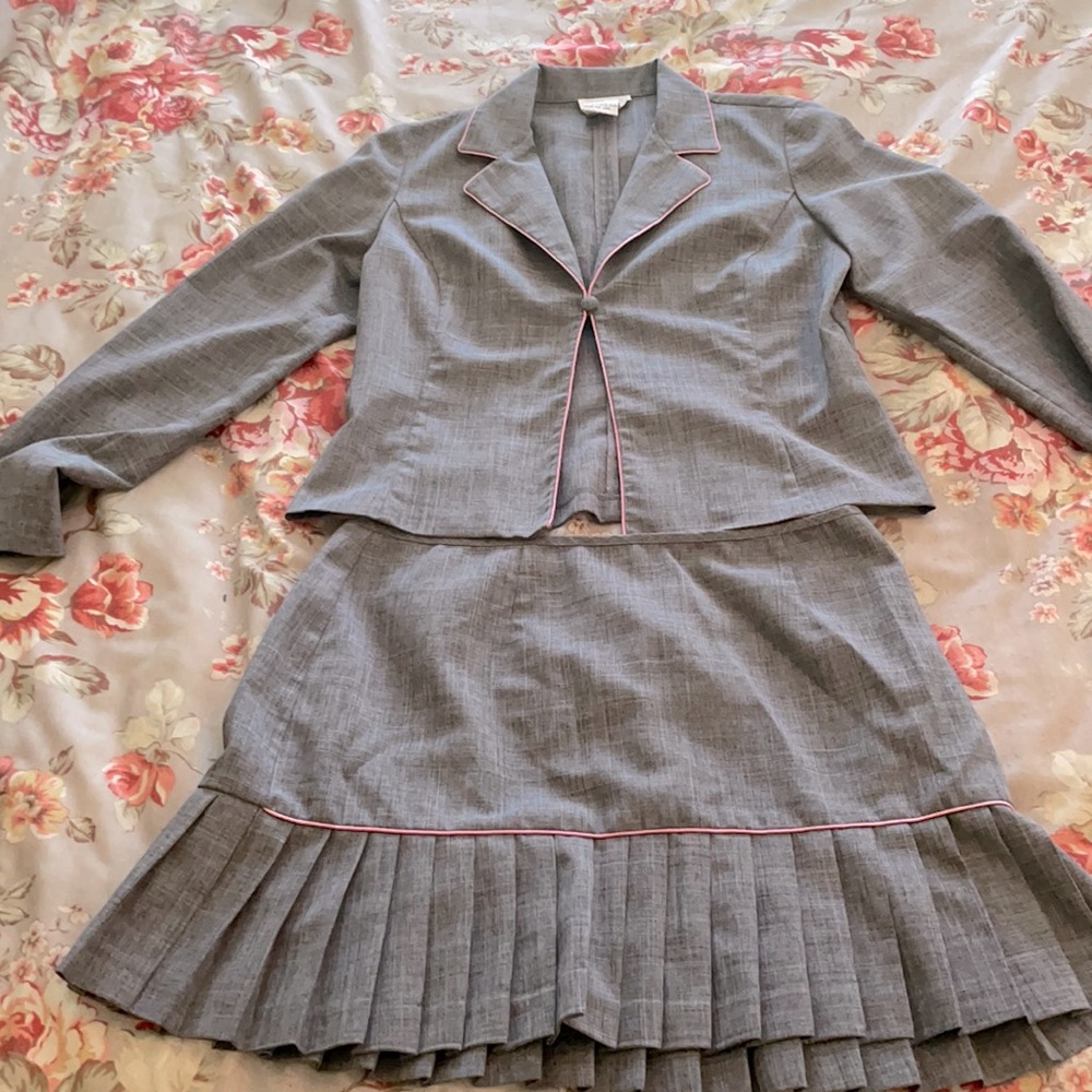 Adorable Grey Pleated Skirt and Jacket